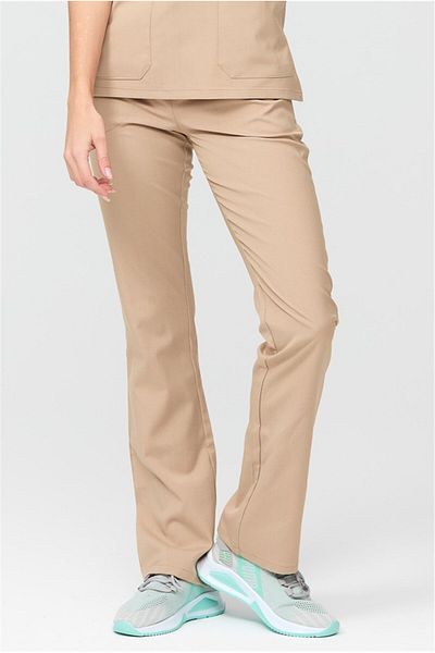 Çatı Medikal Happiness Spaniard - Bej Lycra Doctor Nurse Scrubs Tricou chirurgical cu fund unic (FEMEI)
