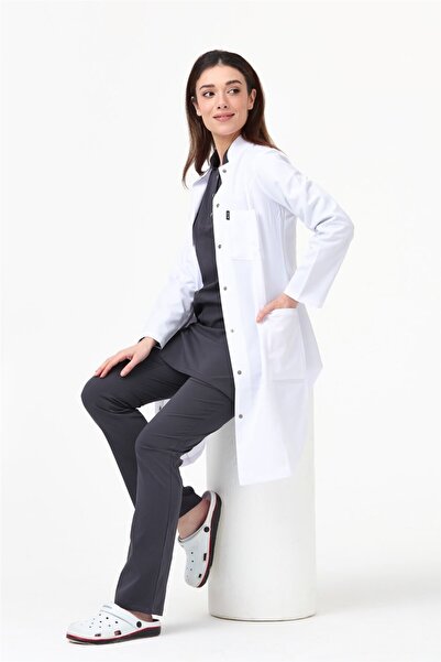 Çatı Medikal مريلة هاكم ياكا 100 سم للأطباء والممرضات والمعلمين (نساء)، أبيض