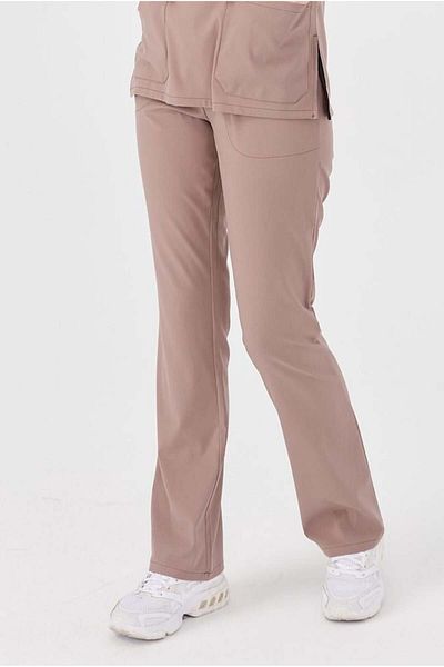 Çatı Medikal Happiness Spaniard - Scrubs pentru femei din Lycra, Tricou chirurgical cu fund unic Doctor Nurse, Bej piatră