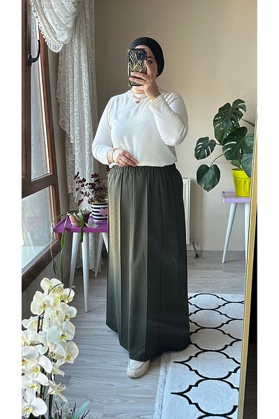 TDYtrendy Giyim Φούστα Anne Beli με Ελαστική Μέση, Χειμερινή, Ατσάλινη, με Λίθο, Μεγάλο Μέγεθος