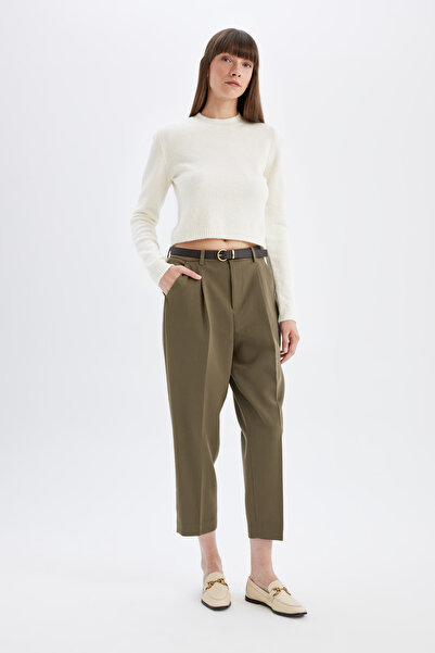 DeFacto Брюки Carrot Fit з високою талією, укорочені до щиколотки, з кишенями