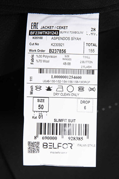 BELFOR SLIMFIT PENYE ASTARSIZ CEKET TAKIM ELBISE SİYAH