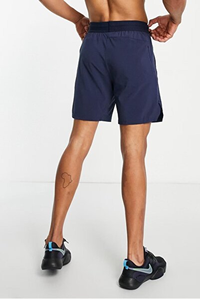 Nike Pro Dri Fit Flex Vent Max 8 Inch Shorts Fermuarlı Erkek Antrenman Şortu Lacivert