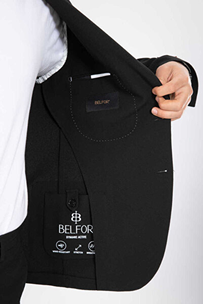 BELFOR SLIMFIT PENYE ASTARSIZ CEKET TAKIM ELBISE SİYAH