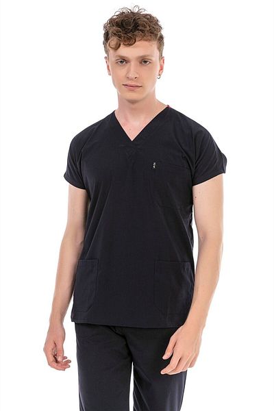Çatı Medikal Ultralycra Basic - Tricou chirurgical unisex din Lycra, bleumarin