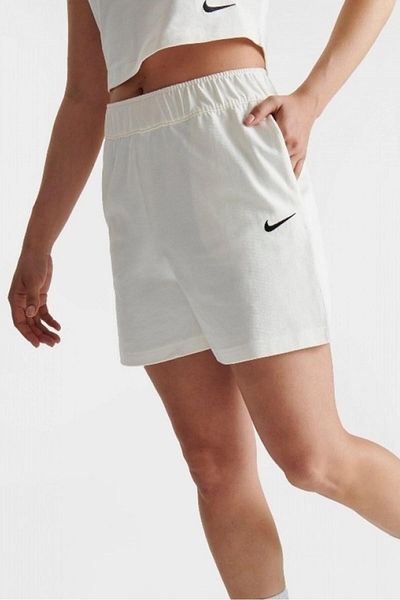 Nike Îmbrăcăminte sport Essential Loose Fit Jersey Shorts Loose Cut Heavy Modal Pantaloni scurți pentru femei Crem alb