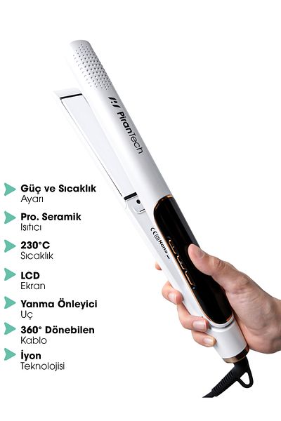pirantech Ta-2638 New Generation Hair Straightener with Digital Display Ceramic Plate Temperature Adjustment