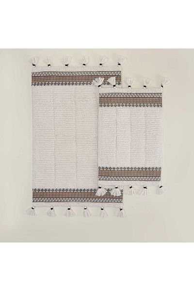 Ecocotton Σετ πατάκι μπάνιου Rita 2 τεμαχίων 100% βαμβακερή κρέμα Karde 60x90-40x60