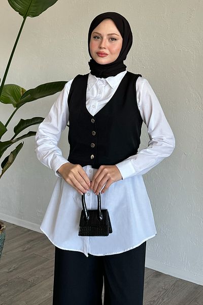 InStyle طقم بدلة سترة ثلاثية سوداء