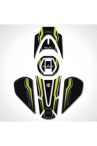 Redline Grafik Bajaj Pulsar Tank Pad Midnight Serisi Siyah-Neon Sarı