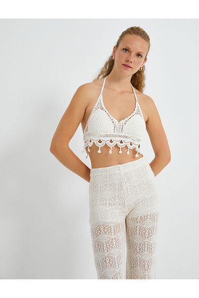 Koton Háčkovaný Bustier Halter Neck