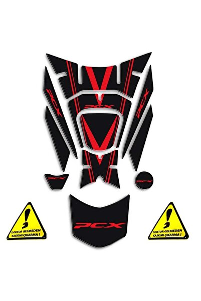 Redline Grafik PCX 2018-20 TANK PAD Kırmızı Siyah 11 Parça