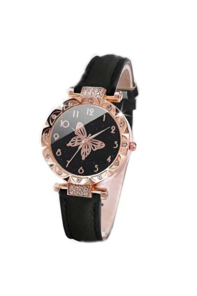 Beyna Rose Gold Plated Butterfly Necklace Earrings Bracelet Ring Watch Set
