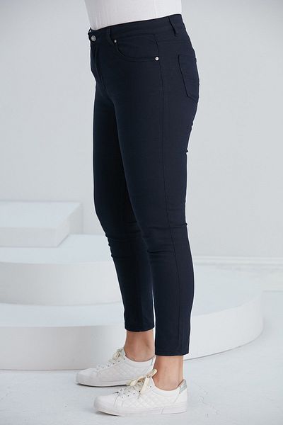 RMG Plus Size Navy Blue Cotton Trousers