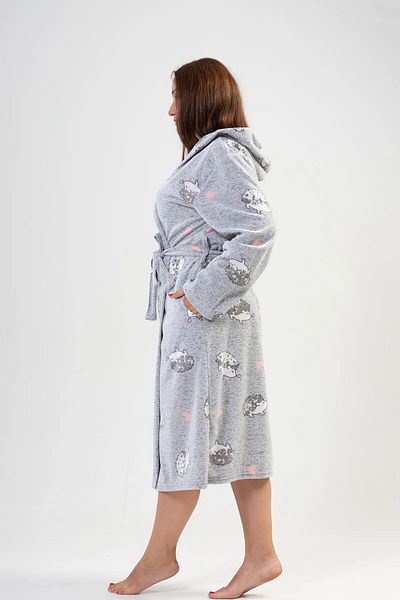 luvise Polar Large Size Hooded Long Dressing Gown with Pockets