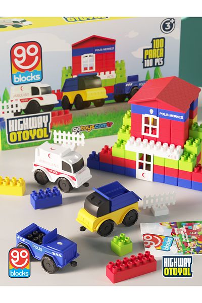 Go Toys مجموعة مكعبات بناء الطريق السريع المكونة من 100 قطعة - ألعاب Go Blocks Mega
