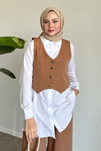 InStyle Τριπλό Σετ Κοστούμι Camel Vest