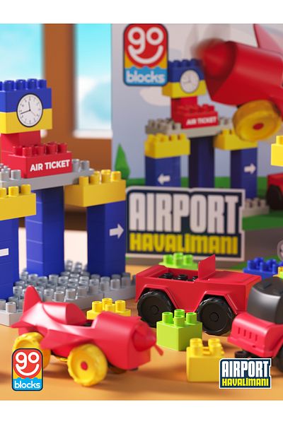 Go Toys مجموعة مكعبات بناء مكونة من 100 قطعة من Go Blocks Airport، ألعاب بناء ميجا بلوك