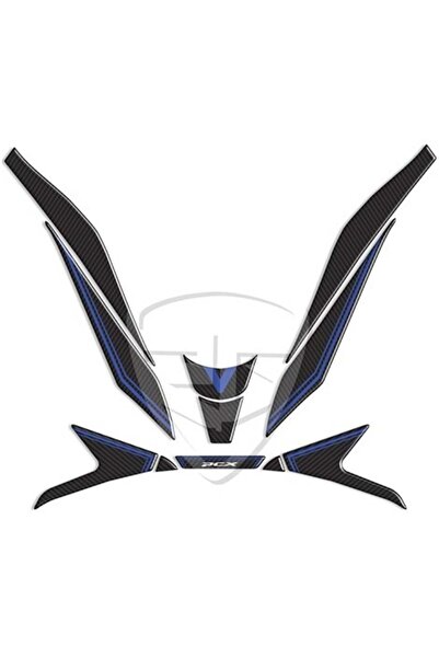 Redline Grafik Pcx 125 2021 Karbon Desen Mavi Far Üstü Koruma Stiicker Pad