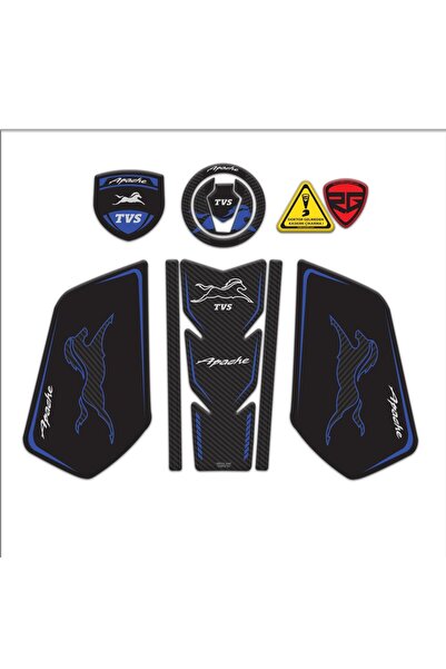 Redline Grafik TVS Apache Uyumlu Tank Pad Seti Mavi Siyah Redlinegrafik