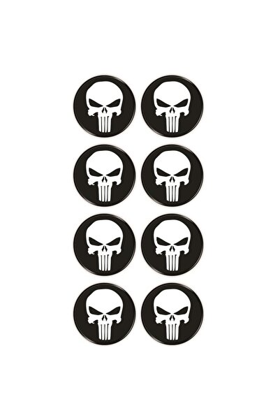 Redline Grafik Punisher 8'li Koruma Takozu 3D Sticker Etiket Siyah Beyaz