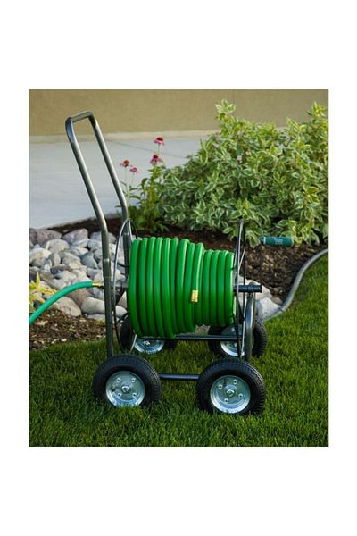 Yard Butler Solid Flat Tires Steel Construction 4-Wheeled Hose Reel