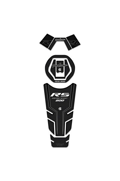 Redline Grafik Bajaj Pulsar RS 200 Siyah Karbon Tank Pad Set