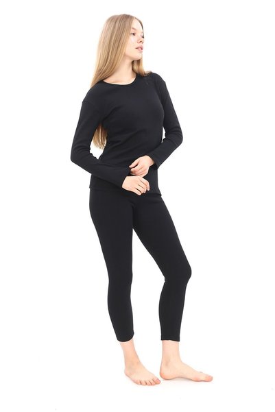 SAUNA SUIT New Season Women's Winter Warm Thermal Set, Cotton Black Thermal Undershirt, Thermal Underwear