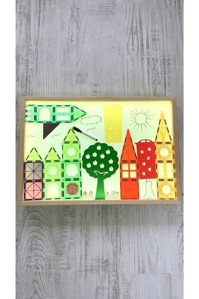 BİLMİŞ ÇOCUK Montessori Işıklı Etkinlik Ve Oyun Çocuk Masa (AYAKSIZ) 1 Yaş 16 Renk Ahşap Light Table (TABLA)