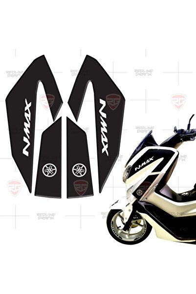Redline Grafik Yamaha NMax Kafa Grenaj Koruma Sticker seti Beyaz Siyah