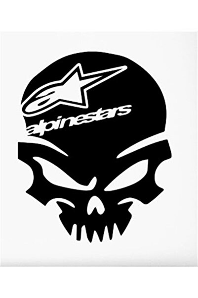 Redline Grafik Alpinestars Kurukafa Siyah Beyaz Motosiklet Sticker