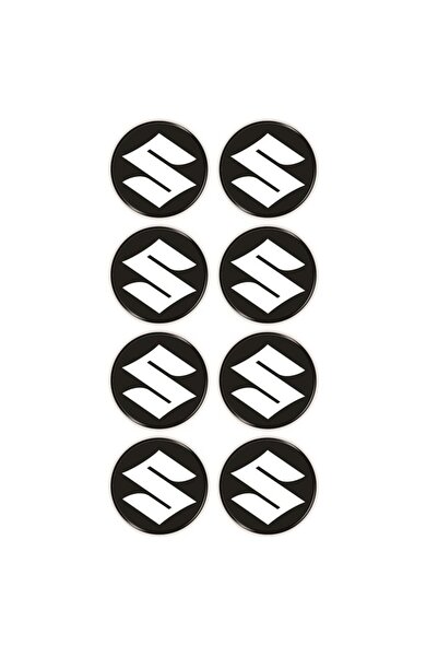 Redline Grafik Suzuki Logo 8'li Koruma Takozu 3D Sticker Etiket Siyah Beyaz