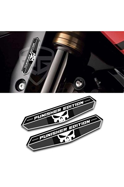 Redline Grafik 3D Gümüş Motosiklet Çıkartma Etiket Sticker Punisher Edition