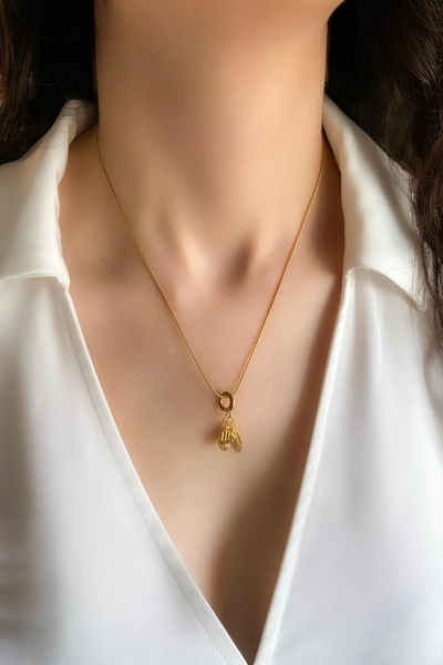 DEMOKAN Kadın Çelik Kolye Göz Tüy El Model Charm Kolye