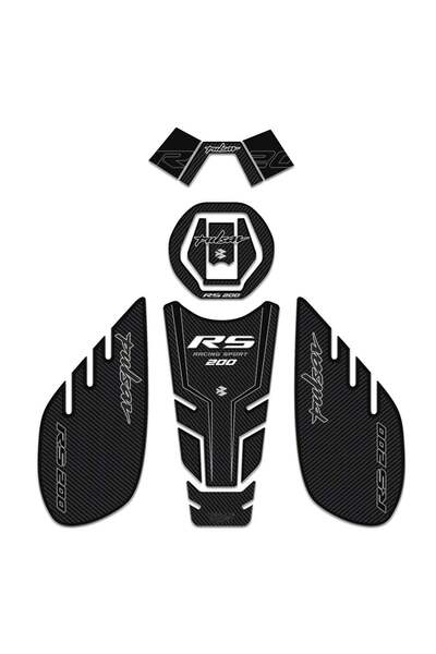 Redline Grafik Bajaj Pulsar RS 200 Siyah Karbon Gidonlu Tank Pad Set