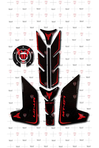 Redline Grafik Redlinegrafik MT 07 Uyumlu 2018-2020 Full Kırmızı Karbon Tank ...