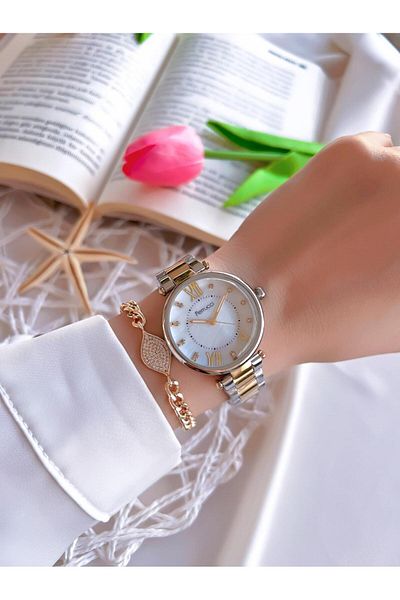 Ferrucci 30 Mt Water Resistant Steel Cord Ion Coated Women's Wristwatch and Bracelet - Sy.13933.3