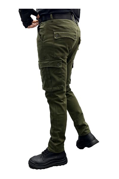 Polviton Khaki Men's Cargo Pants - Gabardine, Lycra Regular Fit 204