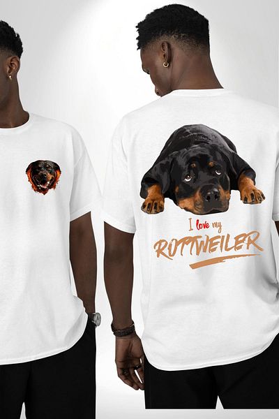 Angemiel Rottweiler Love Printed White Oversize Women Men's T-Shirt