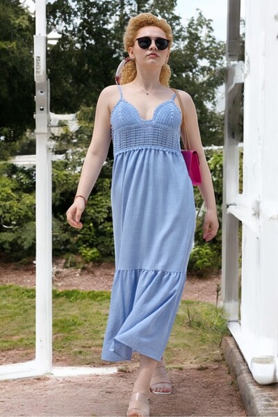 yagmurberen Спинка з гіпсовим бюстом, плетений візерунок, сукня з бретелями Алачаті