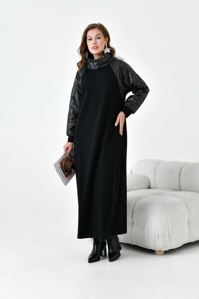 FTZ WOMEN Kadın Kapitoneli İki İp Elbise Siyah 30982