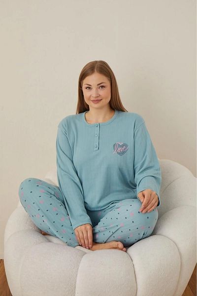 Lukitus Plus Size Battal Interlock Women's Pajamas Set