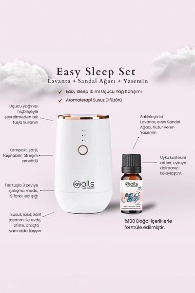 KAOils Pure Essence Easy Sleep Set - Aromaterapi Susuz Difüzörü Easy Sleep Uç...