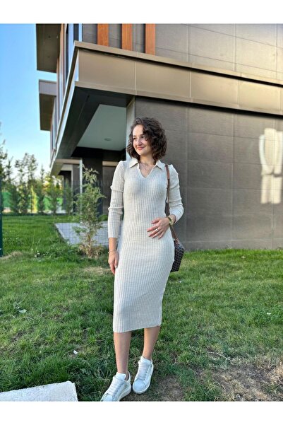 Butik Rochie tricotată cu guler polo