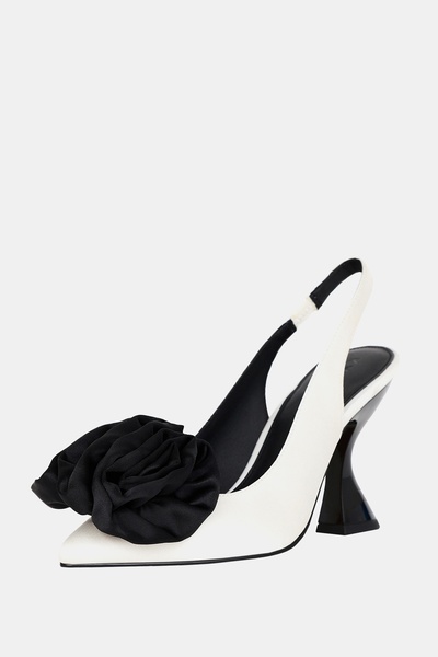 Katy Perry The Laterr High Women's Black-White Flower Detailed Heeled Shoes