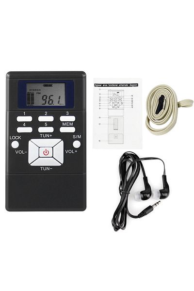 Choice black Mini DSP Stereo FM Radio Digital Clock Receiver for Meeting Simultaneous Interpretation Clip-o
