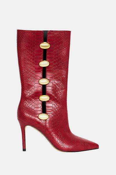 Katy Perry The Revıval Ornamet Women's Red Snake Printed Heeled Boots