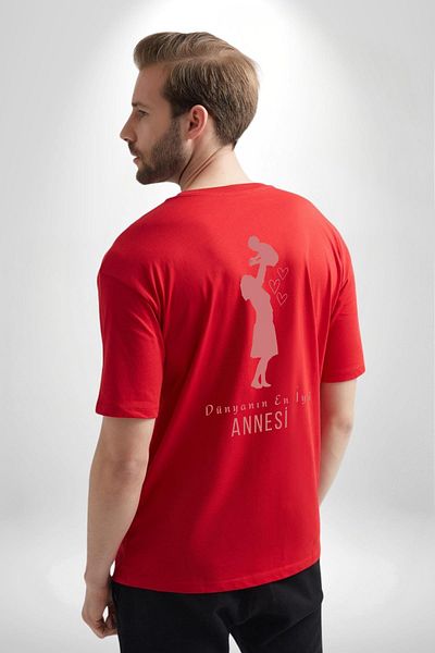 Angemiel Mother's Day World's Best Mother Red Oversize Women Men Front and Back Printed T-shirt