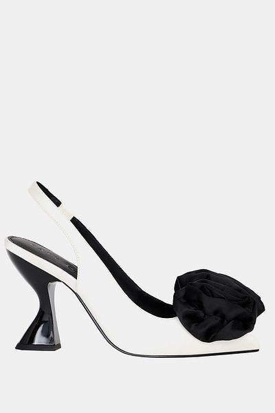 Katy Perry The Laterr High Women's Black-White Flower Detailed Heeled Shoes