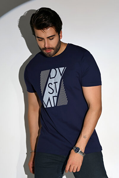 DİVİSTA Ανδρικό κοντομάνικο μπλουζάκι σε μπλε ναυτικό χρώμα μπροστά